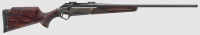 Long-barreled bolt-action rifle with a polished walnut stock and checkered grip, shown in side profile on a light gray background.